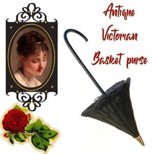 Antique Victorian umbrella basket purse Vintage Gothcore cosplay
